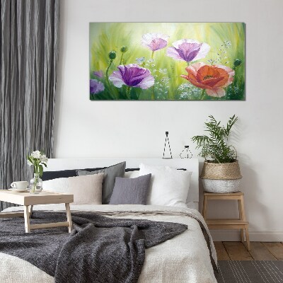 Tablou sticla Gradina de flori in culori pastelate