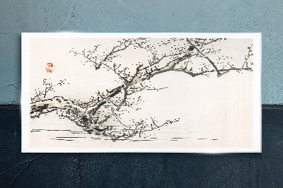 Tablou sticla Ramă înflorită în stil japonez