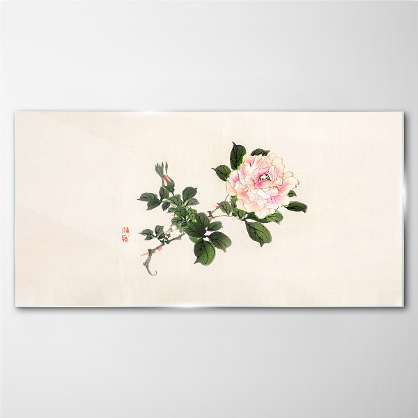 Tablou sticla Floare de bujor pe un fundal deschis