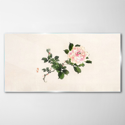 Tablou sticla Floare de bujor pe un fundal deschis
