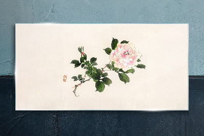 Tablou sticla Floare de bujor pe un fundal deschis