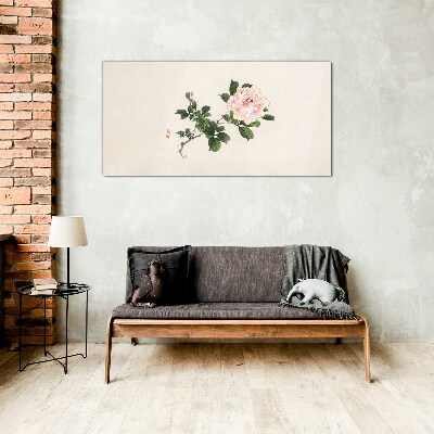 Tablou sticla Floare de bujor pe un fundal deschis