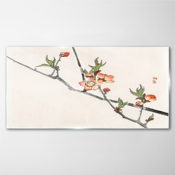 Tablou sticla Ramuri florale într-un stil delicat