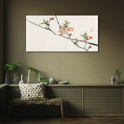 Tablou sticla Ramuri florale într-un stil delicat
