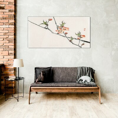 Tablou sticla Ramuri florale într-un stil delicat