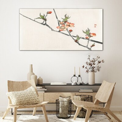 Tablou sticla Ramuri florale într-un stil delicat