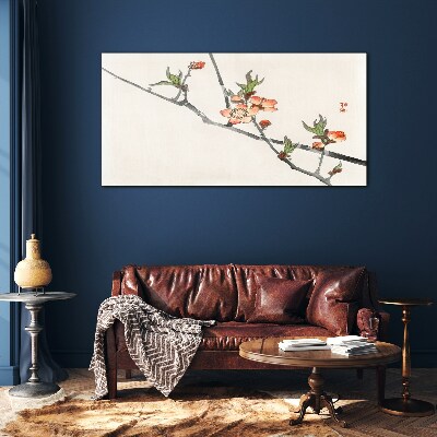 Tablou sticla Ramuri florale într-un stil delicat