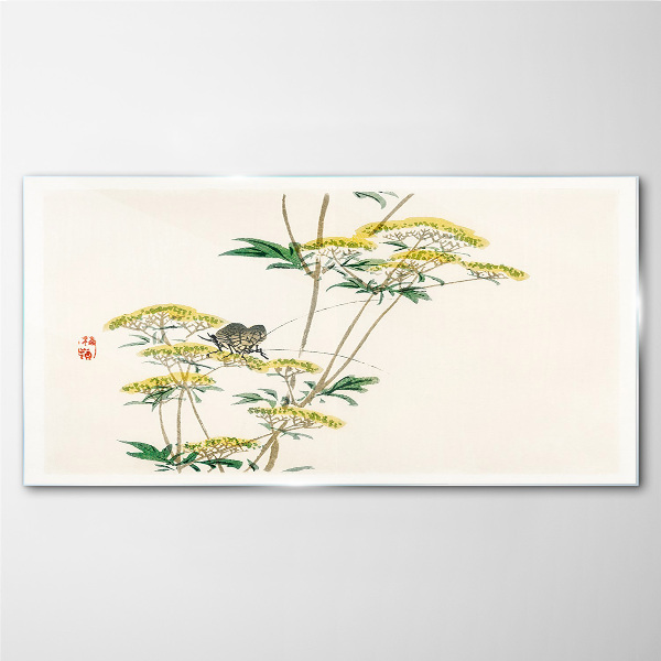 Tablou sticla Armonie florală cu fluture