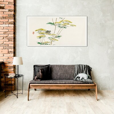 Tablou sticla Armonie florală cu fluture