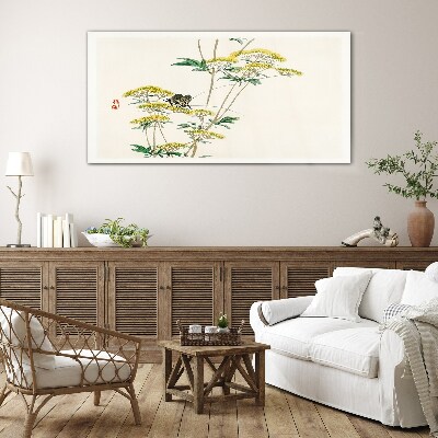 Tablou sticla Armonie florală cu fluture