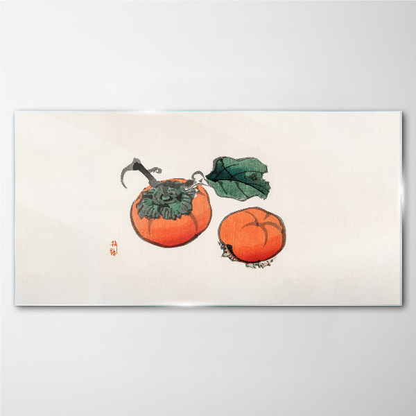 Tablou sticla Persimmons pe un fundal deschis