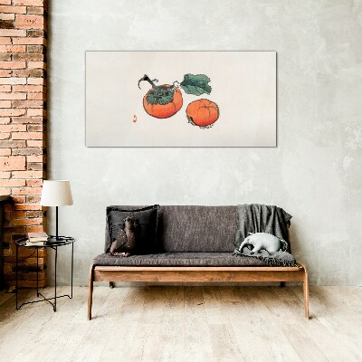 Tablou sticla Persimmons pe un fundal deschis