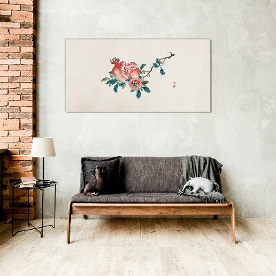 Tablou sticla Aranjament floral cu rodie