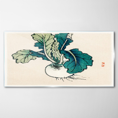 Tablou sticla Ridiche verde pe fond deschis