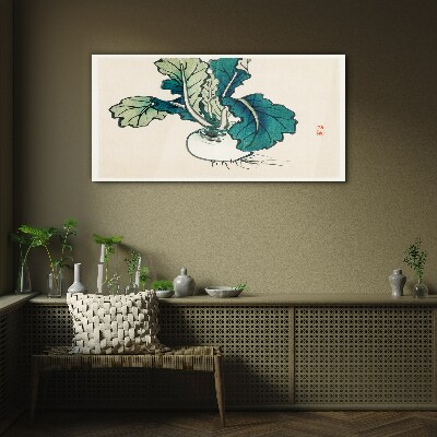Tablou sticla Ridiche verde pe fond deschis