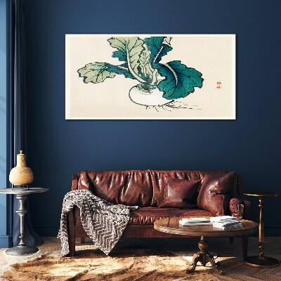 Tablou sticla Ridiche verde pe fond deschis