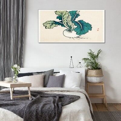 Tablou sticla Ridiche verde pe fond deschis