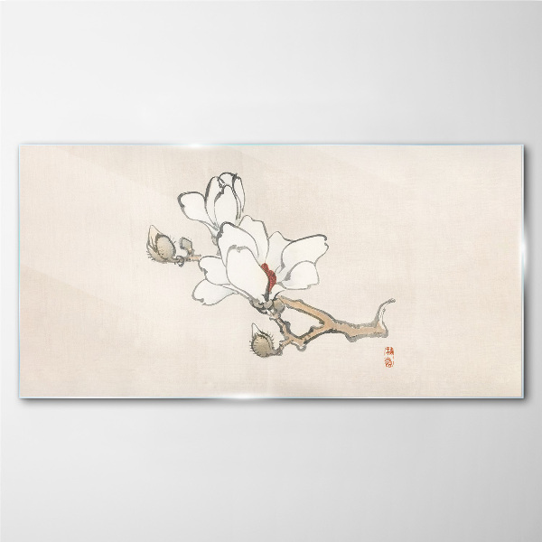 Tablou sticla Flori de magnolie pe un fundal deschis