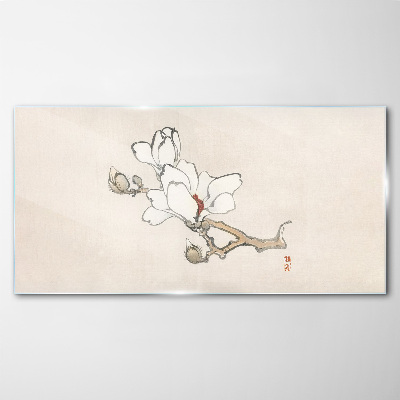 Tablou sticla Flori de magnolie pe un fundal deschis