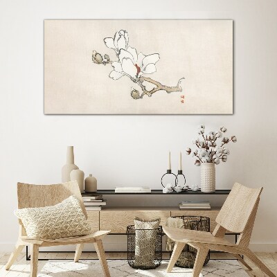 Tablou sticla Flori de magnolie pe un fundal deschis