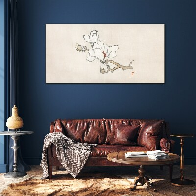 Tablou sticla Flori de magnolie pe un fundal deschis