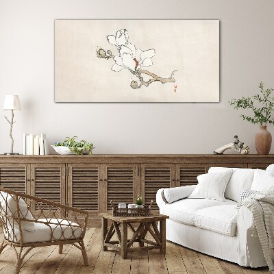 Tablou sticla Flori de magnolie pe un fundal deschis