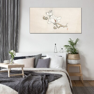 Tablou sticla Flori de magnolie pe un fundal deschis