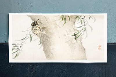 Tablou sticla Ramuri de copac frunze de insecte