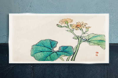 Tablou sticla Flori și frunze de lotus
