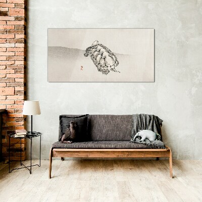 Tablou sticla Broasca testoasa pe un fundal minimalist