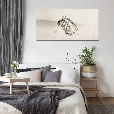 Tablou sticla Broasca testoasa pe un fundal minimalist