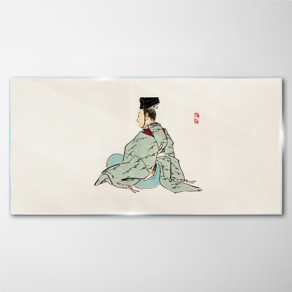 Tablou sticla Frumusețe japoneză în kimono tradițional