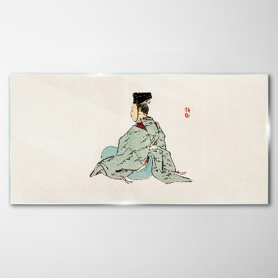 Tablou sticla Frumusețe japoneză în kimono tradițional