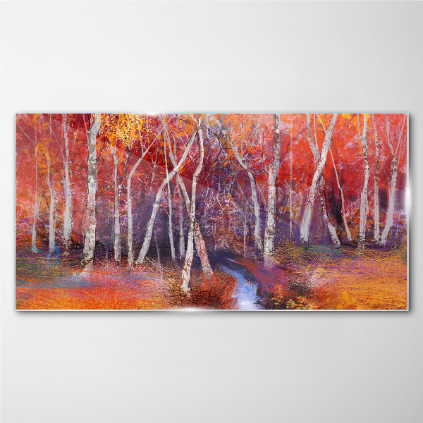 Tablou sticla Toamnă colorată în pădure