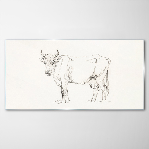 Tablou pe sticla Vaca pe un fundal alb
