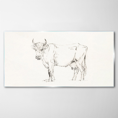Tablou pe sticla Vaca pe un fundal alb
