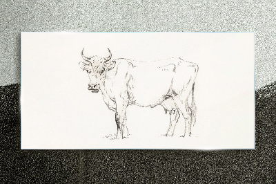 Tablou pe sticla Vaca pe un fundal alb