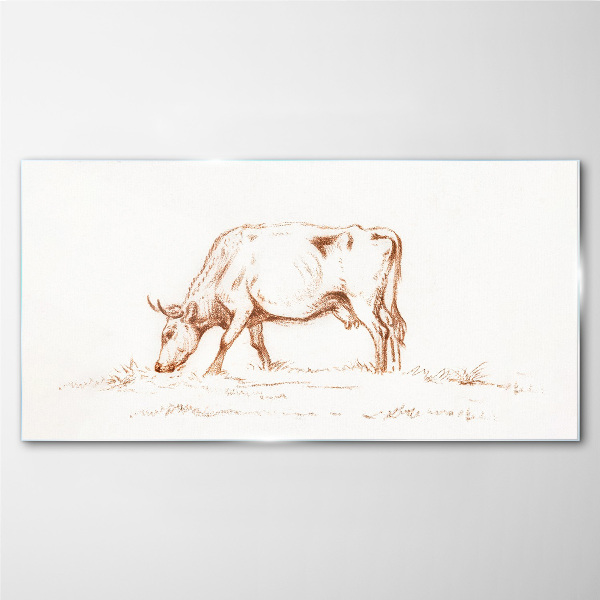 Tablou sticla Vaca în pajiște