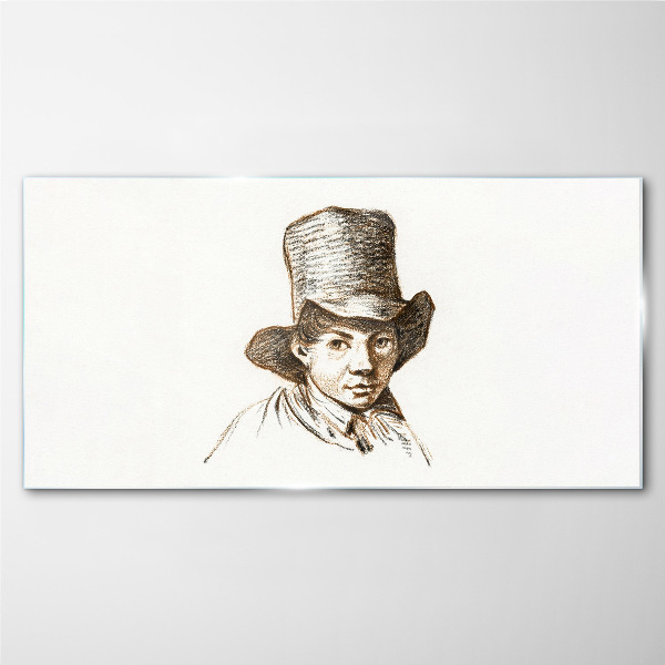 Tablou sticla Portret într-o pălărie