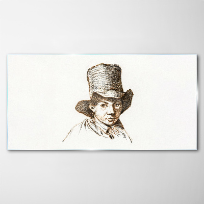 Tablou sticla Portret într-o pălărie