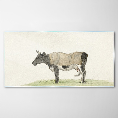 Tablou sticla Vaca în pajiște
