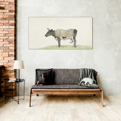 Tablou sticla Vaca în pajiște