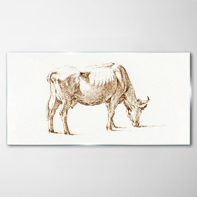 Tablou sticla Vaca în contur maro