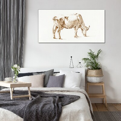 Tablou sticla Vaca în contur maro