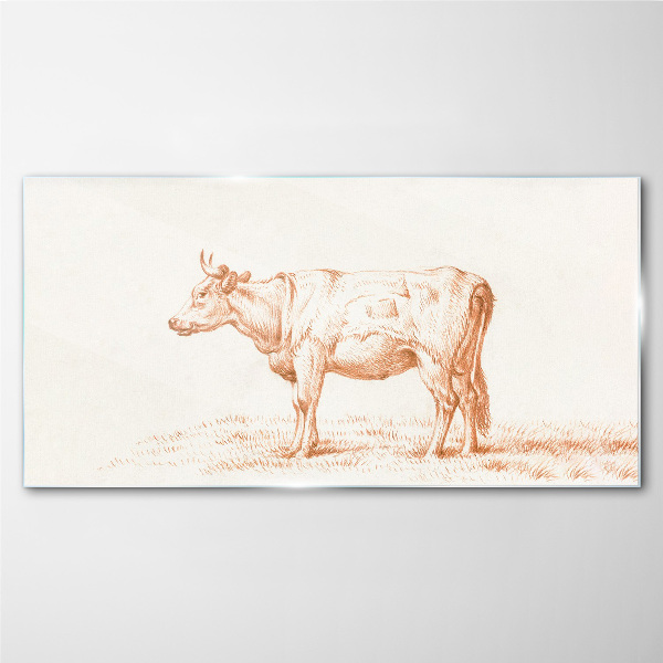 Tablou sticla Vaca pe fundal iarbă