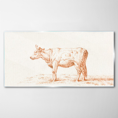 Tablou sticla Vaca pe fundal iarbă