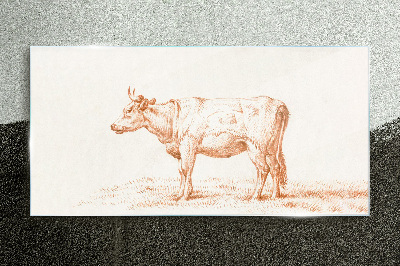 Tablou sticla Vaca pe fundal iarbă
