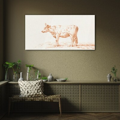 Tablou sticla Vaca pe fundal iarbă