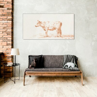 Tablou sticla Vaca pe fundal iarbă