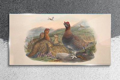 Tablou sticla O familie de păsări în habitatul lor natural